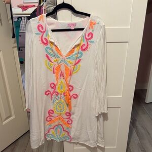 Lilly Pulitzer White Dress with Vibrant Embroidery